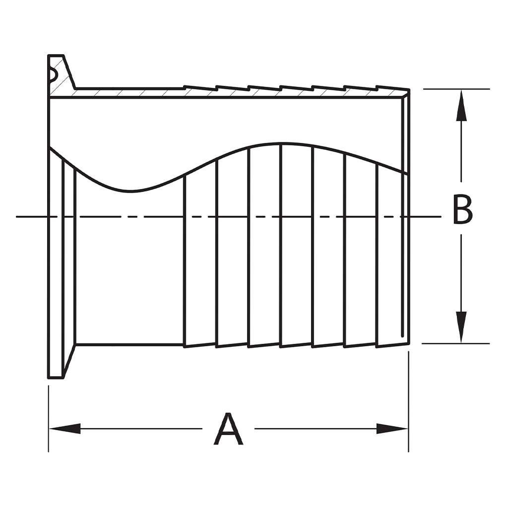 14MPHR - Tri-Clamp X Rubber Hose Barb Adapter