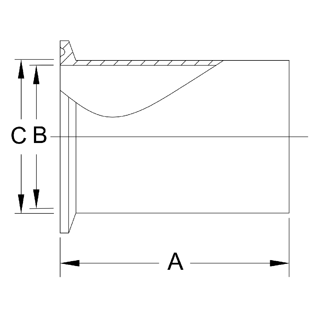 14WLMP - Tri-Clamp Light Duty Tank Ferrule