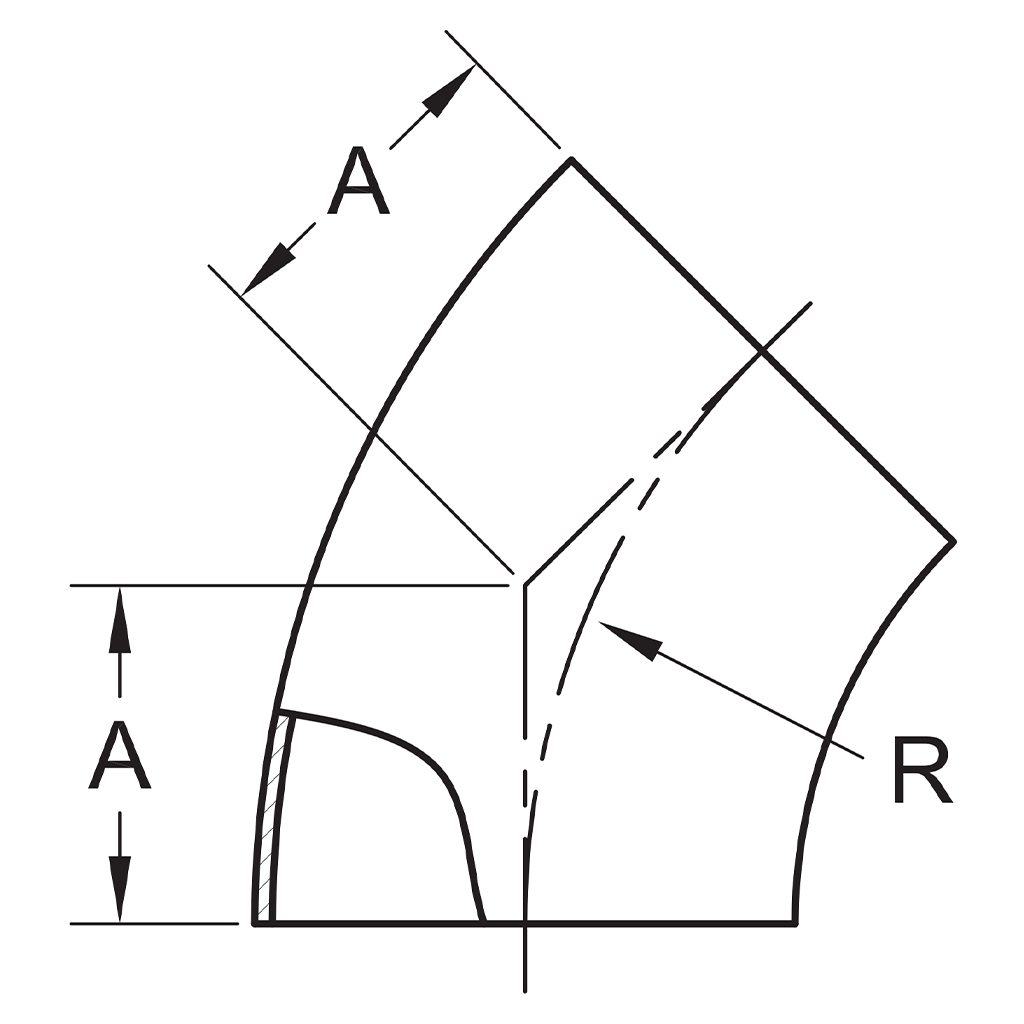 2WK - Butt-Weld Short 45° Elbow - Polished