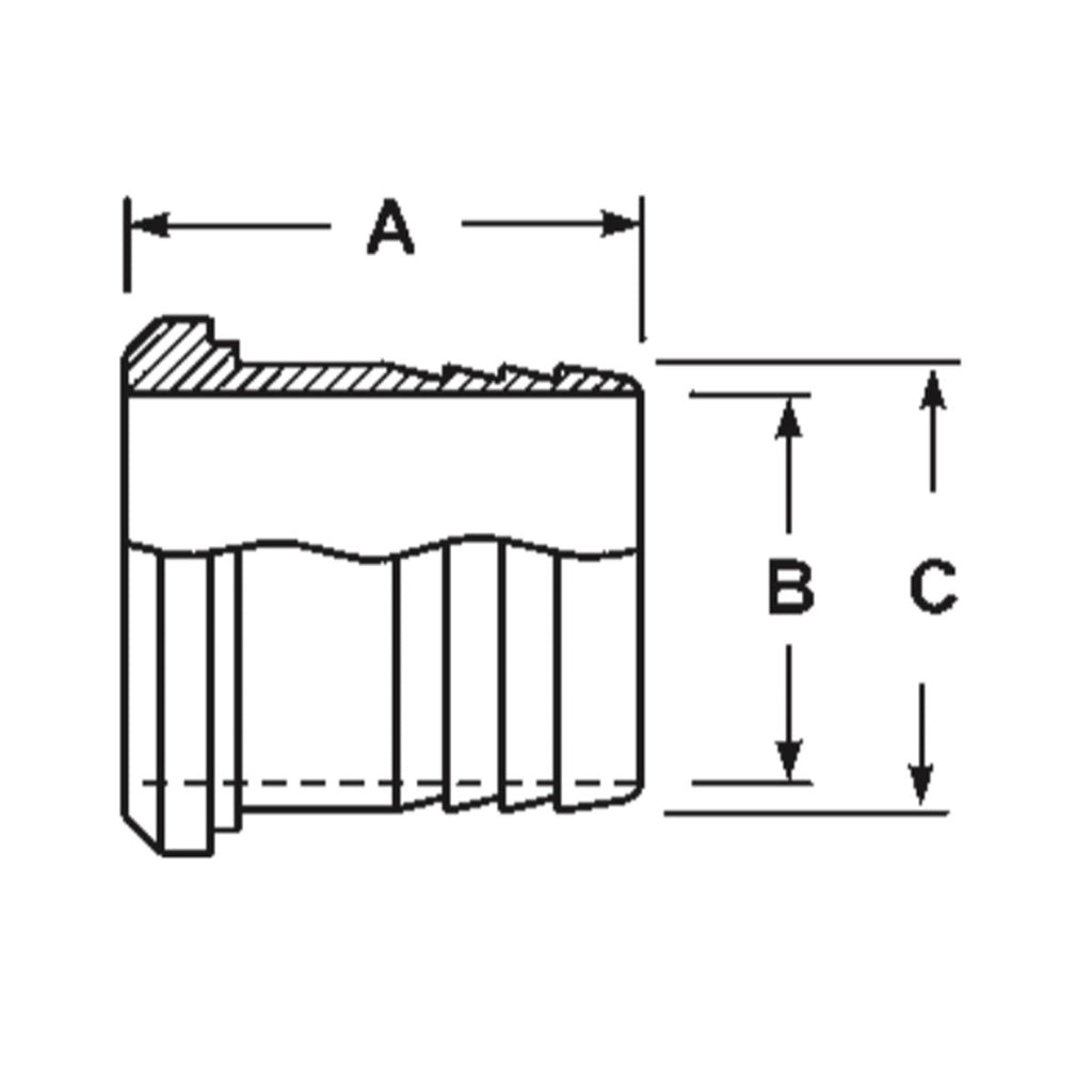 14AHR Hose Adapter-Plain Bevel x Rubber Hose